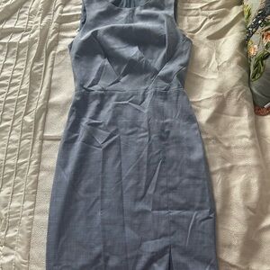 Banana Republic Sleeveless Midi Sheath Dress in Dusty Blue